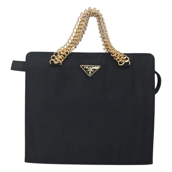 PRADA Hand Bag Nylon Navy Gold - Picture 2 of 12